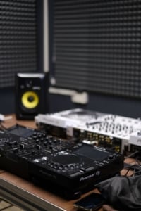 Alt text: Stylish home studio setup with DJ equipment, ideal for modern living and creative pursuits in Portland real estate.