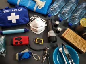 Emergency preparedness kit with essentials for homeowners, ensuring safety and comfort in residential spaces.